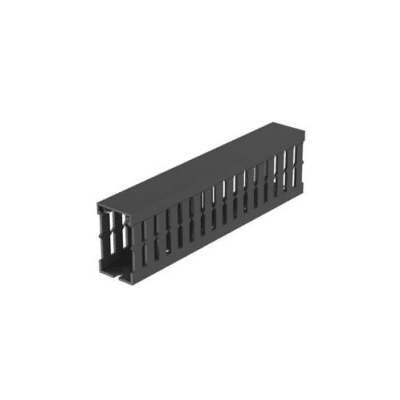 Canaleta Ranurada de PVC con Tapa / Tipo F / 32 mm x 53.8 mm / 2 m (6.56 ft) / Gris