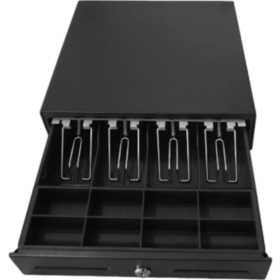 Cajón de Efectivo / Compacto 330 mm / 4 Billetes + 8 Monedas / Apertura RJ11 / Cerradura con Llave / Punto de Venta