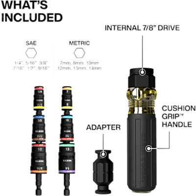 Desarmador de Impacto / 14 en 1 / Magneto de Tierras Raras / Almacenamiento Dual / Asistente de Torque / Dados 7-14 mm