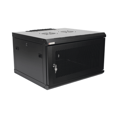 Gabinete Rack de Pared / 19 Pulgadas / 6U / 600 x 550 x 368 mm (23.6 x 21.7 x 14.5 in) / Carga Estática 60 kg / IP20 / Ventiladores AC / Panel Cepillo para Cables