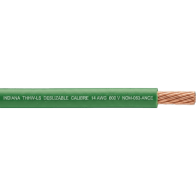 Cable THW-LS / 14 AWG / 19 Hilos / 90°C Seco / 75°C Mojado / Verde / Bobina 100 m (328 ft)