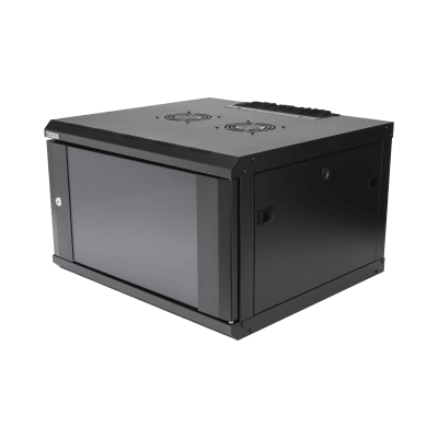 Gabinete de Pared / 6U / 19 Pulgadas / 600 x 550 x 382 mm / Cristal Templado 5 mm / Carga 60 kg / IP20