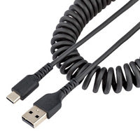 CABLE DE 50CM DE CARGA USB A A USB C, CABLE USB TIPO C EN ESPIRAL DE CARGA RAPIDA, CABLE USB 2.0 A A USBC NEGRO - STARTECH.COM MOD. R2ACC-50C-USB-CABLE