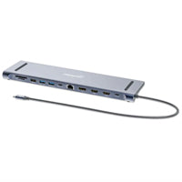 DOCKING/MANHATTAN/190305/ESTACIÓN DE CARGA / HUB MULTIPUERTO USB-C PD 12 EN 1 PARA TRES PANTALLAS 4K