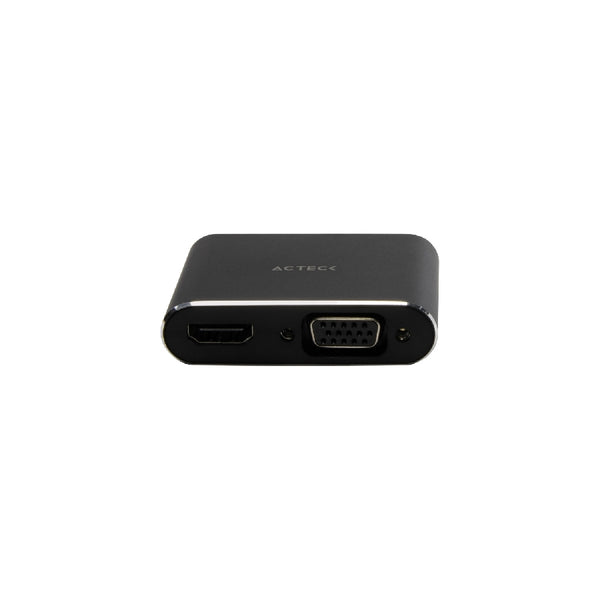 ADAPTADOR ACTECK SHIFT PLUS AV420 / USB C - HDMI VGA / 4K / 10 CM / NEGRO / AC-934657