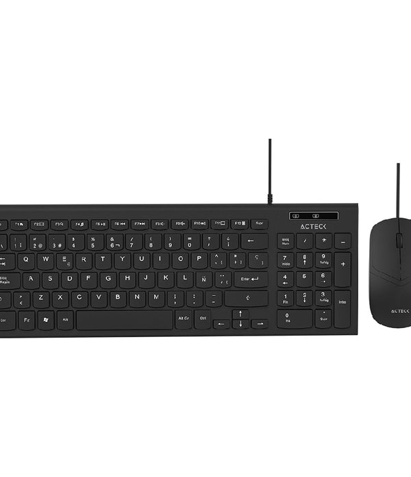 KIT ACTECK CREATOR COMPACT MK 235 / TECLADO Y MOUSE / ALAMBRICO USB - A / ESPAÑOL / WIN - MAC - ANDROID  / 96 TECLAS  QWERTY / 3 TECLAS + SCROLL / 1200 DPI / OPTICO / NEGRO / AC-945936