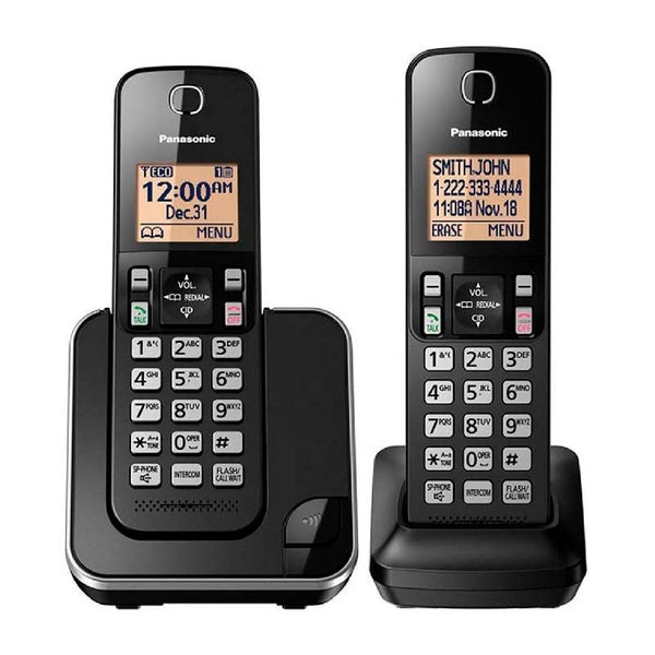 TELEFONO PANASONIC KX-TGC352MEB INALAMBRICO BASE HANDSET PANTALLA LCD COLOR AMBAR TECLADO ILUMINADO ALTAVOZ IDENTIFICADOR DE LLAMADAS 50 NUMEROS EN DIRECTORIO NEGRO
