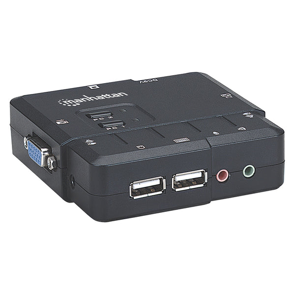 SWITCH KVM ,MANHATTAN,151252, DESKTOP USB 2:1 CON CABLES+AUDIO