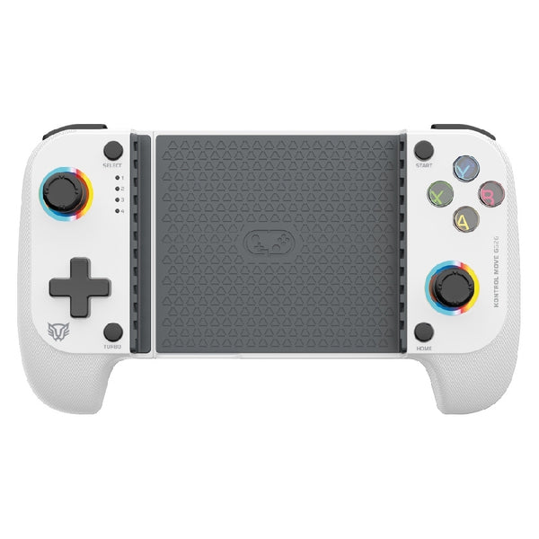 GAMEPAD GAMER BALAM RUSH KONTROL MOVE G626 / GAME PAD CONTROL / INALAMBRICO -BT 5.0 / P- CELULAR / ANDROID - IOS / RGB / RECARGABLE / TURBO - VIBRACION DUAL / JOYSTICK ANTI DRIFT / BLANCO / BR-940481