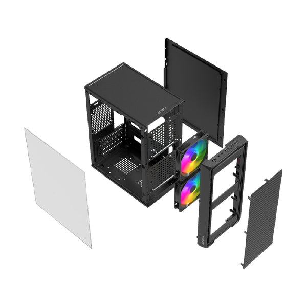 GABINETE ACTECK DOOM ULTRA MESH GI750M / MINI TORRE / MICRO ATX, MINI ITX / FUENTE DE PODER ATX 500W INCLUIDA / PANEL DE CRISTAL TEMPLADO / NEGRO /AC-943772