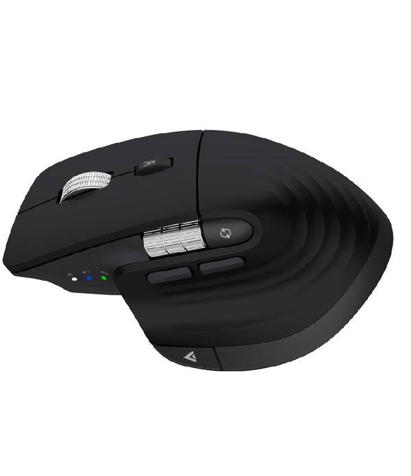 MOUSE ACTECK VIRTUOS PRO MI780 / VERTICAL / INALAMBRICO / DUAL BLUETOOTH USB / RECARGABLE / SCROLL HORIZONTAL / OPTICO / 8 BOTONES / 3200 DPI AJUSTABLE / NEGRO / AC-936187
