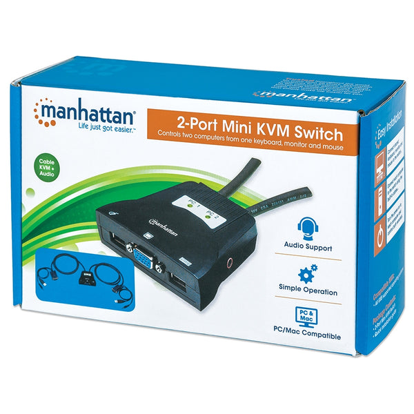 MUX KVM ,MANHATTAN,151245,MINI USB 2:1 CON CABLES+AUDIO