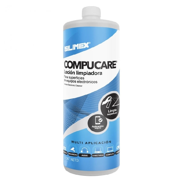 LOCION LIMPIADORA | SILIMEX | COMPUCARE LOCION 1 LT | LIMPIADORA Y PROTECTORA DE SUPERFICIES DE EQUIPOS ELECTRÓNICOS | APLICACION SEGURA