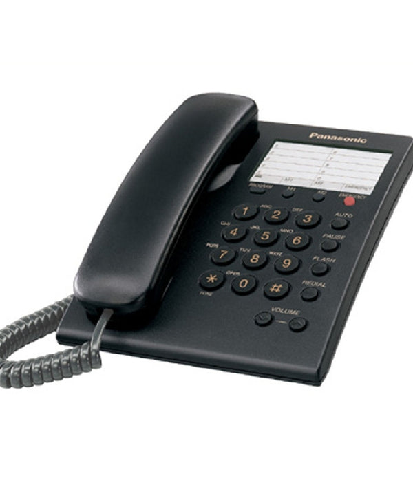 TELEFONO PANASONIC KX-TS550MEB ALAMBRICO BASICO UNILINEA CON MARCADOR RAPIDO DE 10 NUMEROS CONTROL DE VOLUMEN DE 4 NIVELES NEGRO