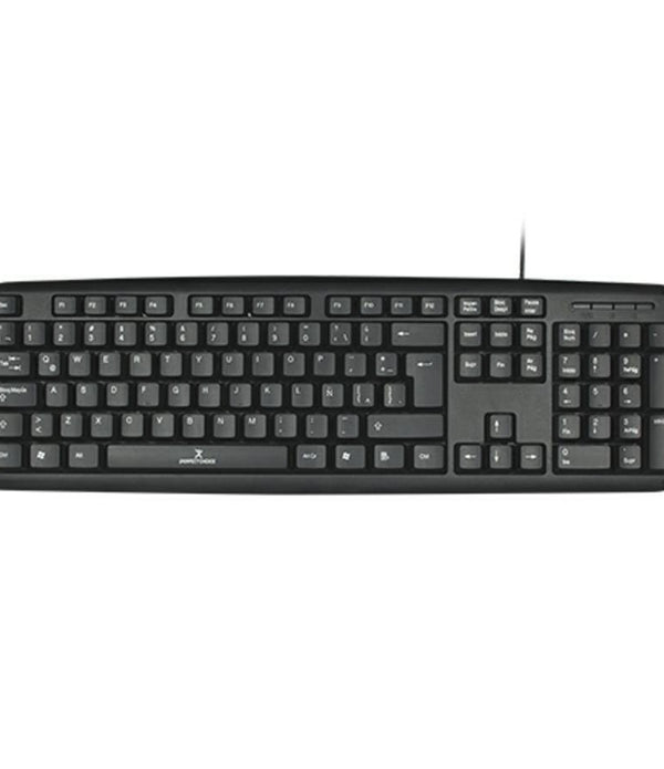 TECLADO ALAMBRICO RESISTENTE A SALPICADURAS Y DERRAMES TECLAS DE MEMBRANA CONECTOR USB PERFECT CHOICE - NEGRO