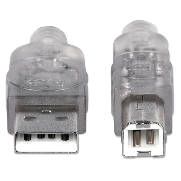 CABLE USB,MANHATTAN,340458, V2.0 A-B  3.0M, PLATA