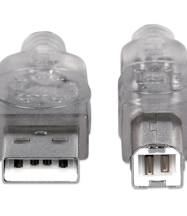 CABLE USB,MANHATTAN,340458, V2.0 A-B  3.0M, PLATA