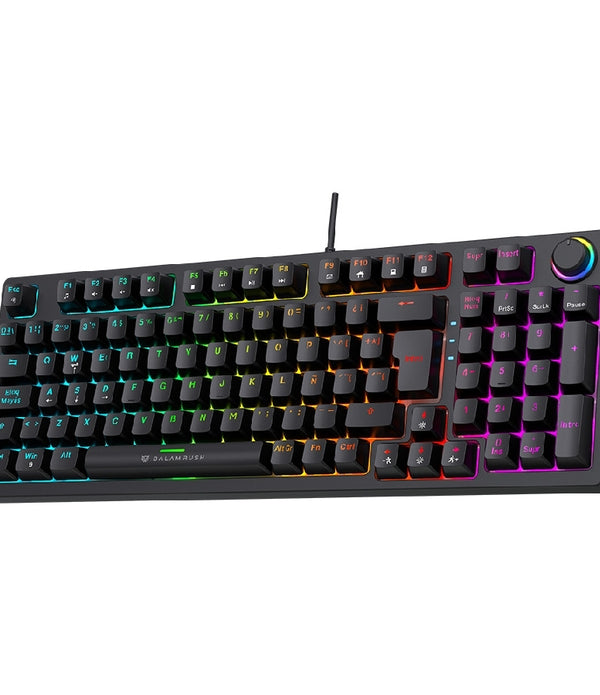 TECLADO GAMER BALAM RUSH DOMINARE X PRO GK777 / ALAMBRICO / USB-A / ESPAÑOL / TECLAS 98 + 1 KNOB / WIN, MAC, ANDROID / MECANICO / 90% QWERTY / RAINBOW LIGTHT / NEGRO / BR-945776