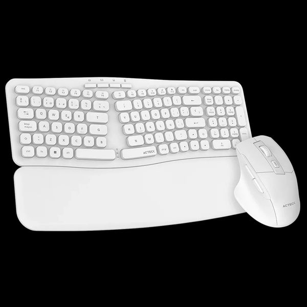 KIT TECLADO Y MOUSE ACTECK CREATOR ULTRA CONFORT MK650 / INALAMBRICO / MEMBRANA / ERGONOMICO / REPOSABRAZOS / BLANCO / AC-939874