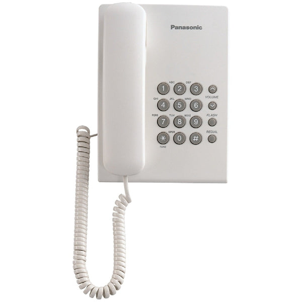 TELEFONO PANASONIC KX-TS500MEB ALAMBRICO BASICO UNILINEA SIN MEMORIAS CONTROL DE VOLUMEN 4 NIVELES REMARCACION ULTIMO NUMERO NEGRO