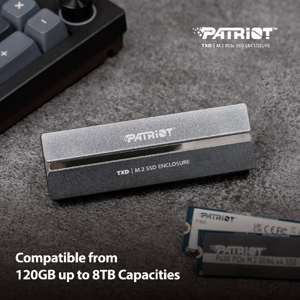 CARCASA PATRIOT TXD PV810 PARA SSD M.2 PCIE GEN 3X4 NVME 1.3 USB 3.2 USB TIPO C WINDOWS MAC OS LINUX ANDROID, (PV810UPNGM)