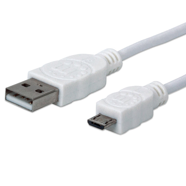 CABLE USB,MANHATTAN,323897, V2 A-MICRO B, BOLSA PVC 1.0M BLANCO