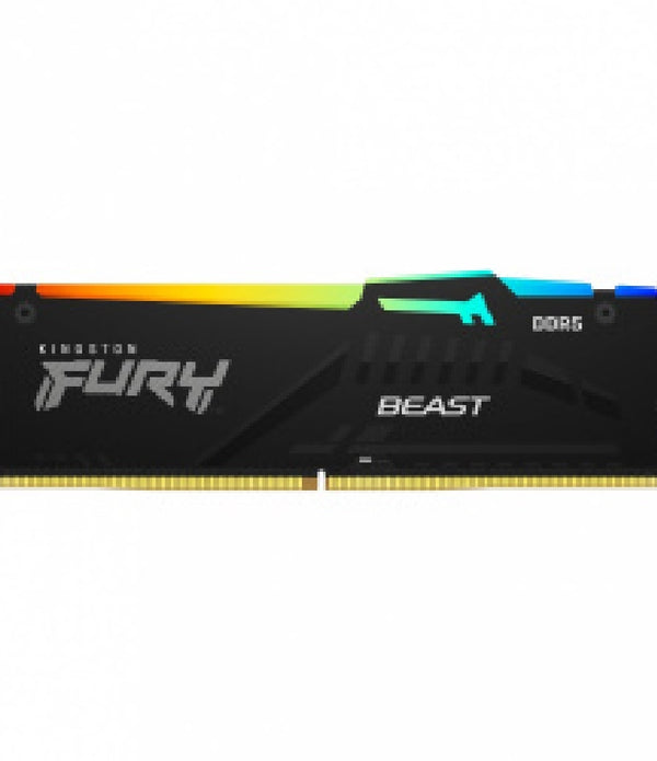 MEMORIA RAM KINGSTON DIMM DDR5 16GB 5200MT/S FURY BEAST BLACK XMP RGB CL40 288PIN 1.25V C/DISIPADOR DE CALOR P/PC/GAMER/ALTO RENDIMIENTO KF552C40BBA-16