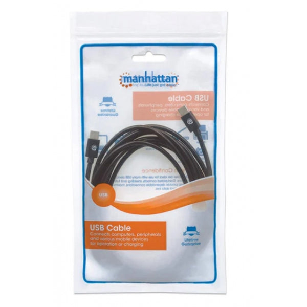 CABLE USB,MANHATTAN,354882,-C V2.0, C-C 3M NEGRO  60W, 480MB