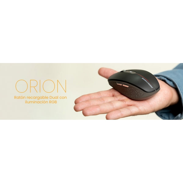 MOUSE INALAMBRICO RECARGABLE ILUMINACION RGB ORION NEGRO PERFECT CHOICE