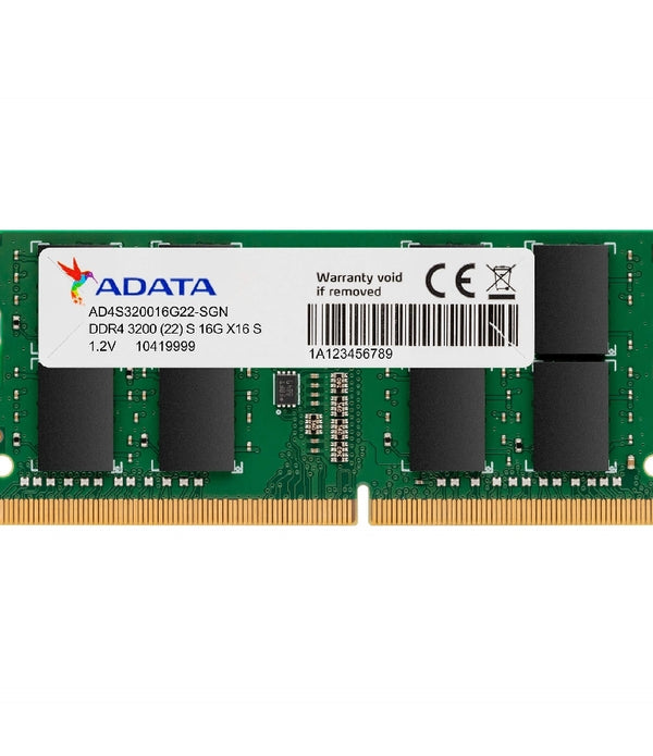MEMORIA ADATA SODIMM DDR4 16GB PC4-25600 3200MHZ CL22 260PIN 1.2V LAPTOP/AIO/MINI PCS AD4S320016G22-SGN