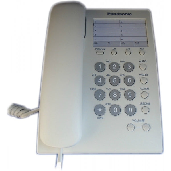TELEFONO PANASONIC KX-TS550MEW ALAMBRICO BASICO UNILINEA CON MARCADOR RAPIDO DE 10 NUMEROS CONTROL DE VOLUMEN DE 4 NIVELES BLANCO
