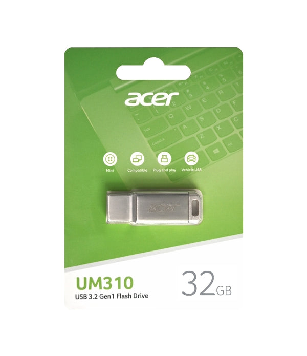 MEMORIA USB 32GB UM310 ACER 3.2 LECT. 120MB/S ESCRIT. 90MB/S COLOR METALICO BL.9BWWA.580