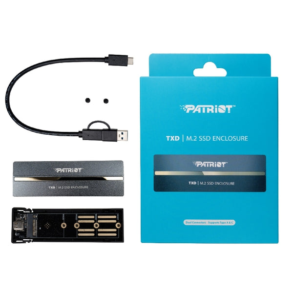 CARCASA PATRIOT TXD PV810 PARA SSD M.2 PCIE GEN 3X4 NVME 1.3 USB 3.2 USB TIPO C WINDOWS MAC OS LINUX ANDROID, (PV810UPNGM)