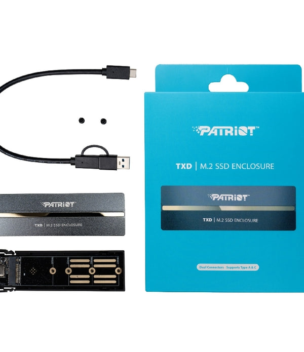 CARCASA PATRIOT TXD PV810 PARA SSD M.2 PCIE GEN 3X4 NVME 1.3 USB 3.2 USB TIPO C WINDOWS MAC OS LINUX ANDROID, (PV810UPNGM)