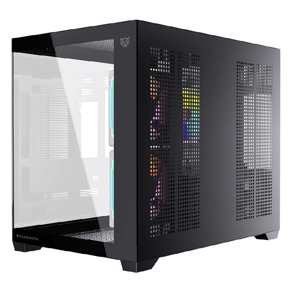 GABINETE GAMER BALAM RUSH TANK CORE PRO GI925 / MINI TORRE / MICRO-ATX, MINI ITX / INCLUYE 3 VENTILADORES ARGB 120 MM / CRISTAL TEMPLADO / NEGRO / BR-943840