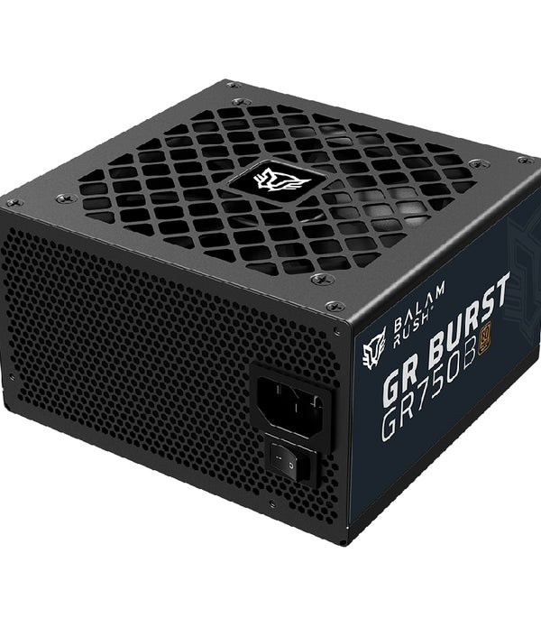 FUENTE DE PODER GAMER BALAM RUSH GR BURST GR750B / CERTIFICADA / 750 W / 80 PLUS BRONZE / ATX / NO MODULAR / BAJO NIVEL DE RUIDO / 5 AÑOS DE GARANTIA / NEGRO / BR-937672
