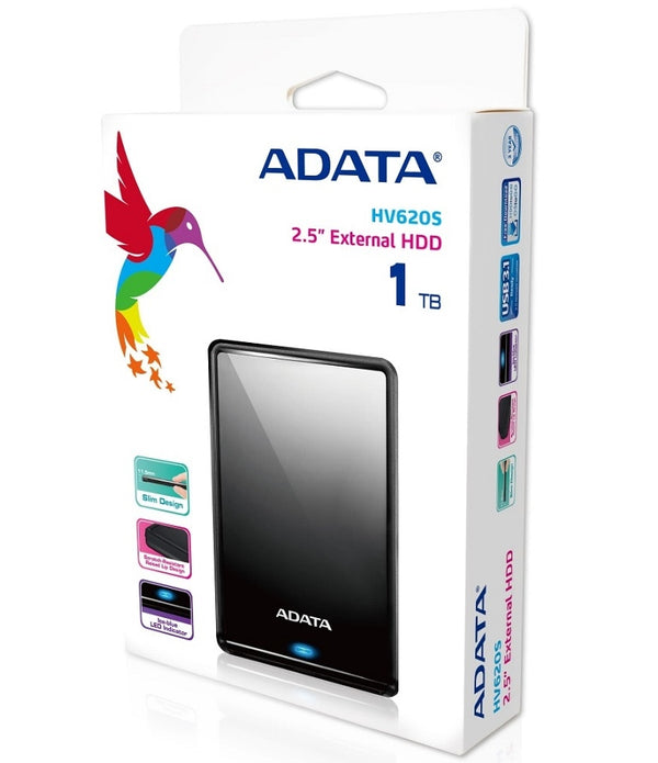 DISCO DURO EXTERNO ADATA HV620S 1TB PORTATIL 2.5 USB 3.2 WINDOWS MAC LINUX DASHDRIVE SLIM COLOR NEGRO AHV620S-1TU31-CBK
