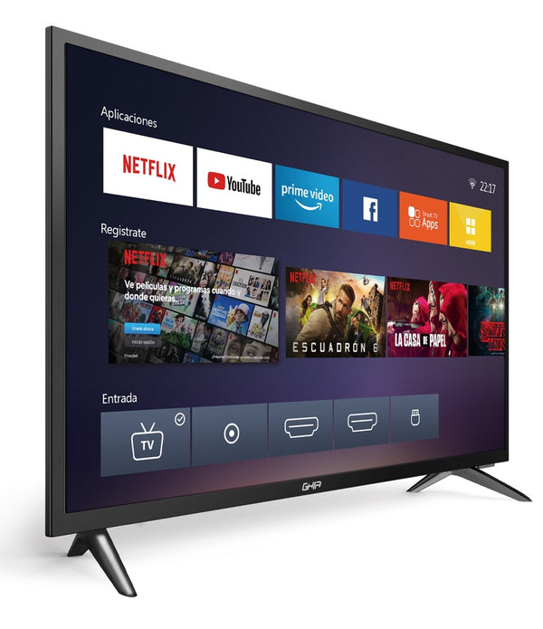 TELEVISION SMART GHIA NETFLIX HD 32 PULG 720P WIFI /2 HDMI / 2 USB / RCA/OPTICO/3.5MM 60HZ