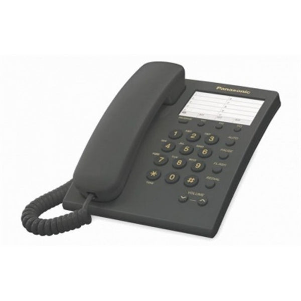 TELEFONO PANASONIC KX-TS550MEB ALAMBRICO BASICO UNILINEA CON MARCADOR RAPIDO DE 10 NUMEROS CONTROL DE VOLUMEN DE 4 NIVELES NEGRO