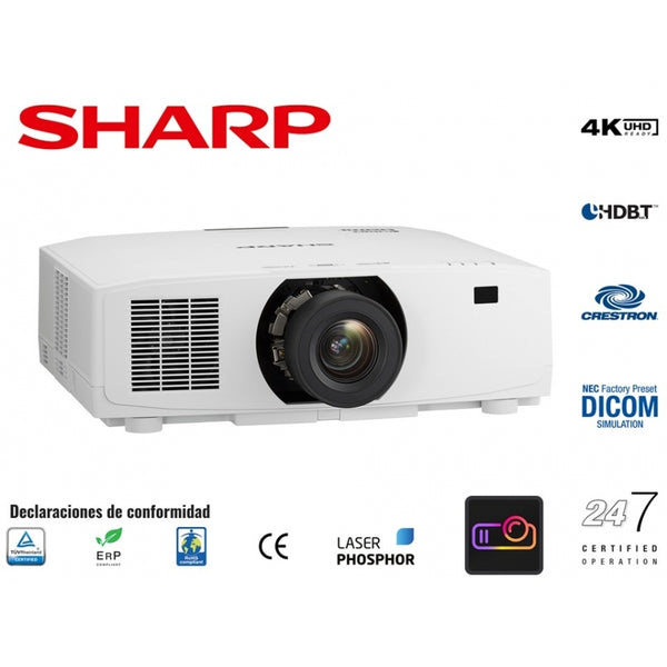 VIDEOPROYECTOR LASER SHARP XP-V731U-W 3LCD WUXGA 7300 LUMENES CONT 3,000,000:1 /HDMI-HDCP 2.2 / RJ45, HDBASET W/HDCP 20,000 HRS ***REQUIERE DE LENTE***