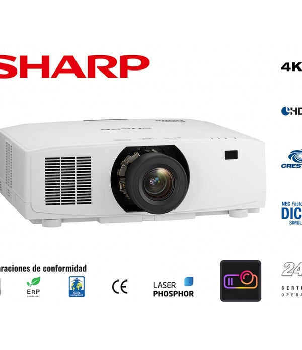VIDEOPROYECTOR LASER SHARP XP-V731U-W 3LCD WUXGA 7300 LUMENES CONT 3,000,000:1 /HDMI-HDCP 2.2 / RJ45, HDBASET W/HDCP 20,000 HRS ***REQUIERE DE LENTE***