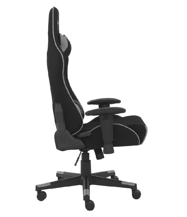 SILLA OCELOT GAMING OST-BLACK MIST / TELA AUTOMOTRIZ / BASE NYLON AJUSTABLE / DESCANSABRAZOS 1D / PISTON CLASE 4 / RECLINABLE 90-155 GRADOS / HASTA 150KG / COJINES LUMBAR Y CERVICAL / COLOR NEGRO CON