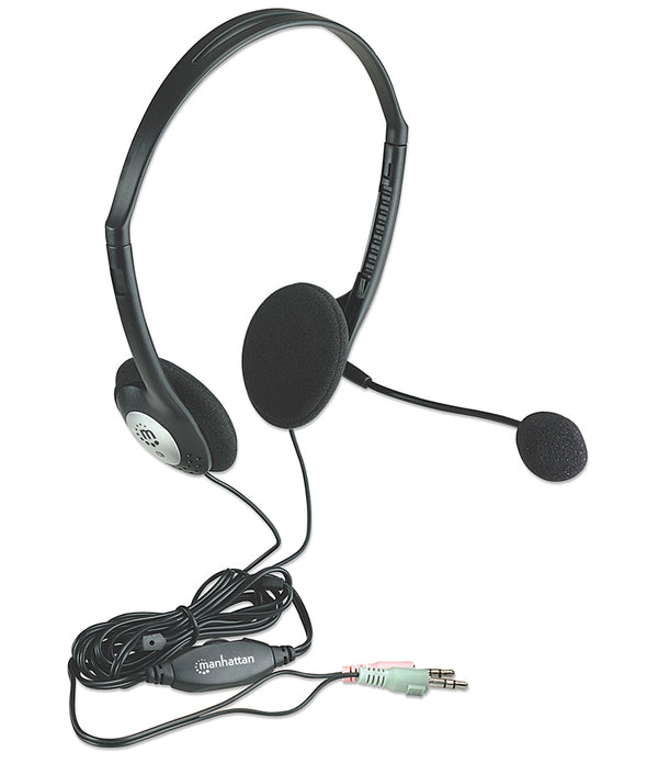 AUDIFONO DIADEMA,MANHATTAN,164429, C/MICROFONO ESTANDAR PLASTICO