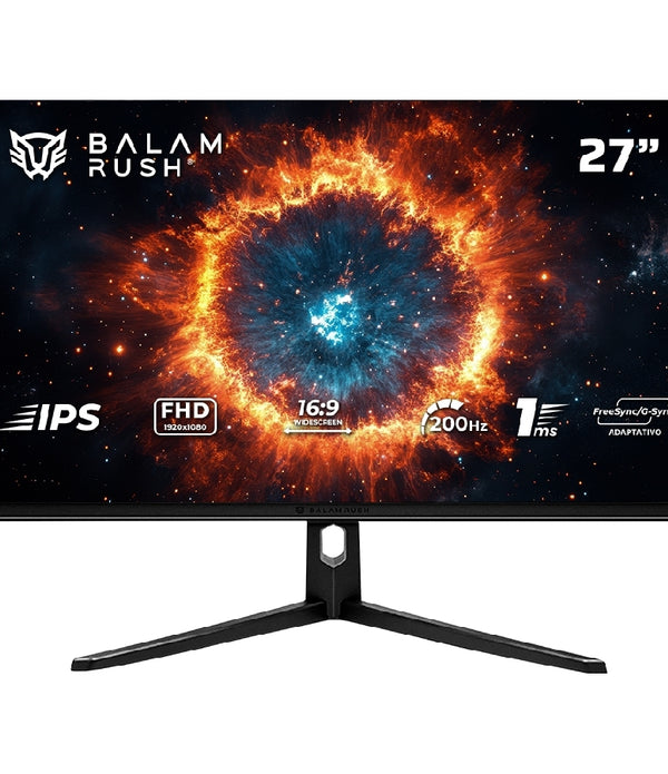 MONITOR GAMER BALAM RUSH HYPER NOVA MHN27Y / 27 PUL / PLANO / 200 HZ / FULL HD / TECNOLOGÍA HDR / 1 MS /  2 HDMI +  DP + AUDIO + DC / FREESYNC/G-SYNC / NEGRO / BR-942973