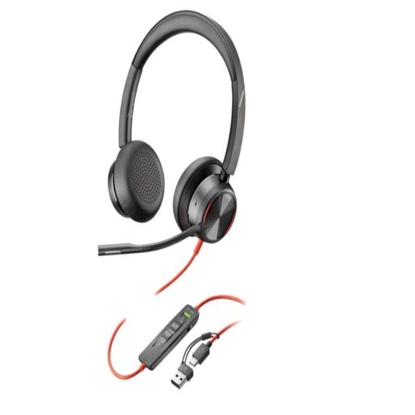 DIADEMA HP POLY 8X223AA BW 8225/ ALAMBRICA BINAURAL CONEXION USB-C USB-A CANCELACION ACTIVA DE RUIDO CONTROL PARA LLAMADAS COLOR NEGRO NARANJA