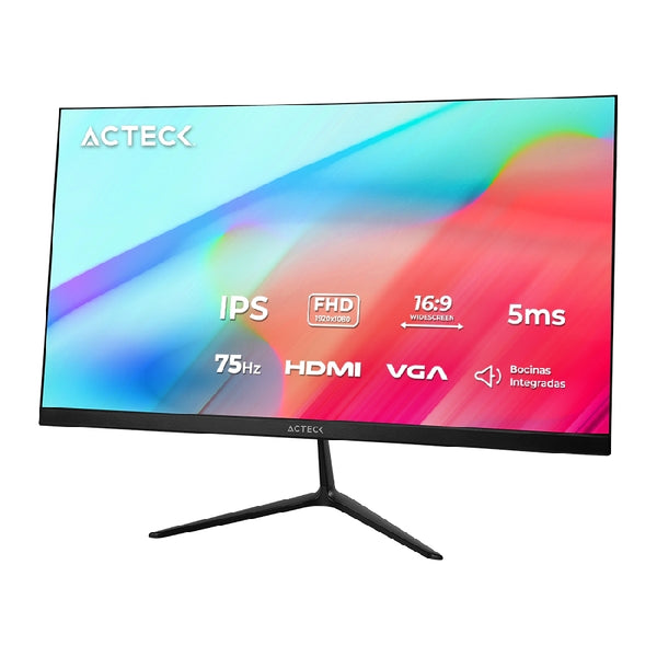 MONITOR ACTECK CAPTIVE VIVID SP245 / 24.5 PULGADAS / PLANO / LED / FULL HD / BOCINAS INTEGRADAS / 5 MS / VGA, HDMI / VESA 75 / AJUSTE DE INCLINACION / 3 AÑOS DE GARANTIA / NEGRO / AC-943178