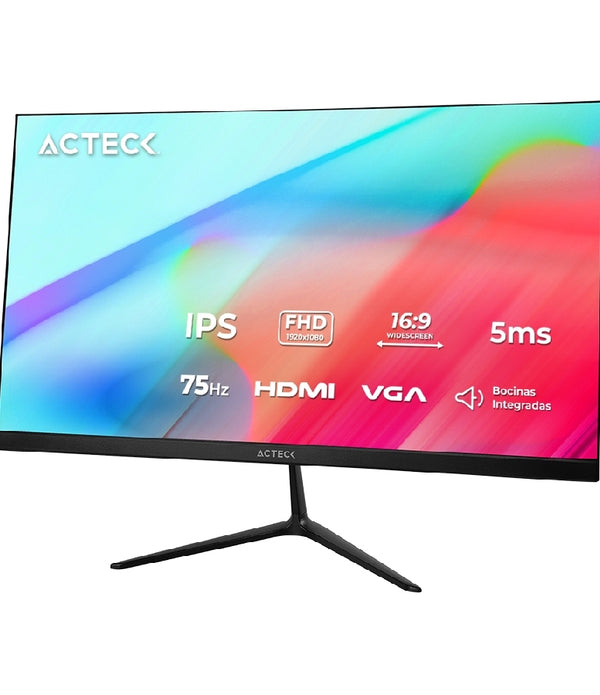 MONITOR ACTECK CAPTIVE VIVID SP245 / 24.5 PULGADAS / PLANO / LED / FULL HD / BOCINAS INTEGRADAS / 5 MS / VGA, HDMI / VESA 75 / AJUSTE DE INCLINACION / 3 AÑOS DE GARANTIA / NEGRO / AC-943178