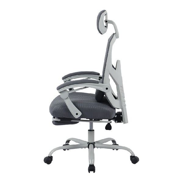 SILLA GAMER BALAM RUSH BOLT NOU G / HASTA 130 KG / INCLINACION 140 GRADOS / PISTON CLASE 3 / REPOSAPIES ACOJINADO / COJIN CERVICAL / CABECERA ADAPTABLE / GRIS / BR-940559