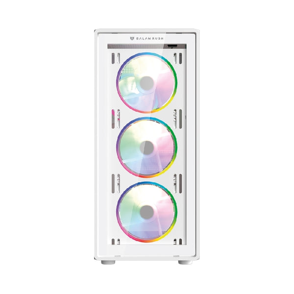 GABINETE GAMER BALAM RUSH DRAGONFLY PERFORM CRYSTAL GM590CW / MEDIA TORRE / ATX, MICRO ATX, MINI ITX / INCLUYE VENTILADOR ARGB / PANEL CRISTAL TEMPLADO / METAL / BLANCO / BR-935975