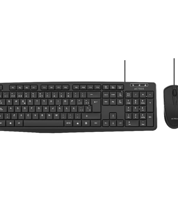 KIT ACTECK CREATOR MK210 / TECLADO Y MOUSE / ALAMBRICO USB / 105 TECLAS / ESPAÑOL / WINDOWS / OPTICO / 2 BOTONES SCROLL / 1000 DPI / NEGRO / AC-928984
